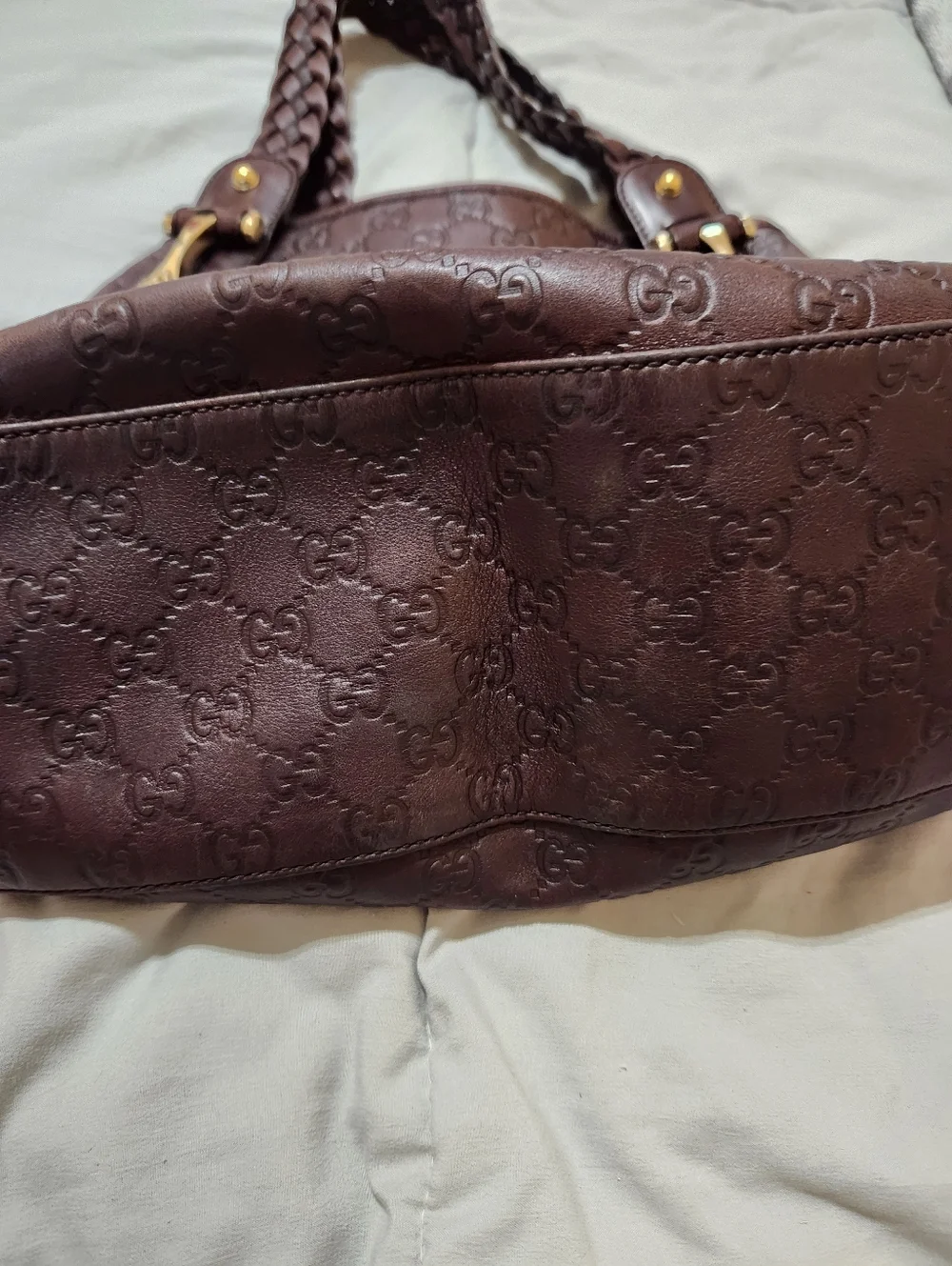 Authentic Gucci Pelham Brown Guccissima Horsebit Medium Hobo Bag